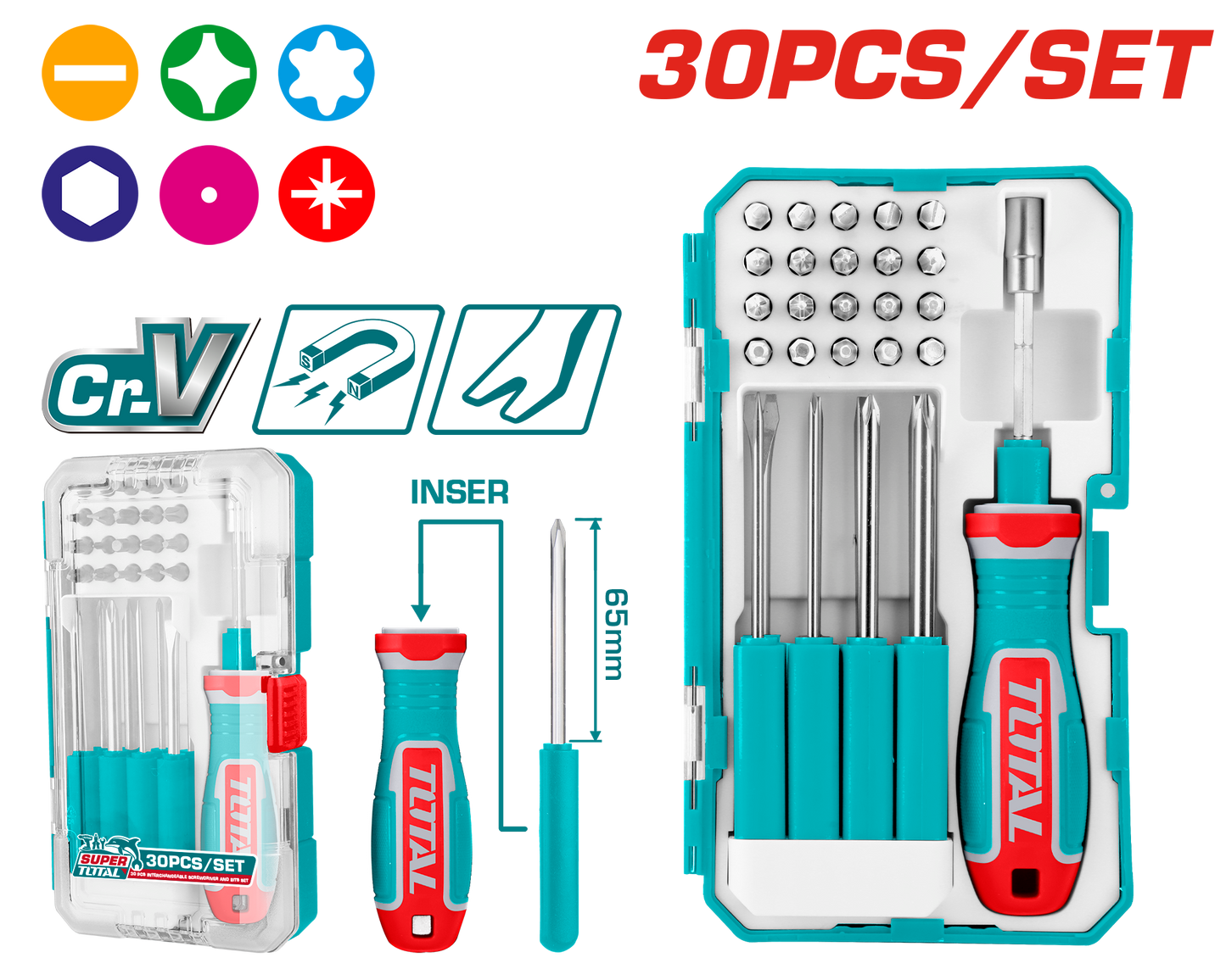 Interchangeable Screwdriver, Bit, and Utility Set (30 pieces)