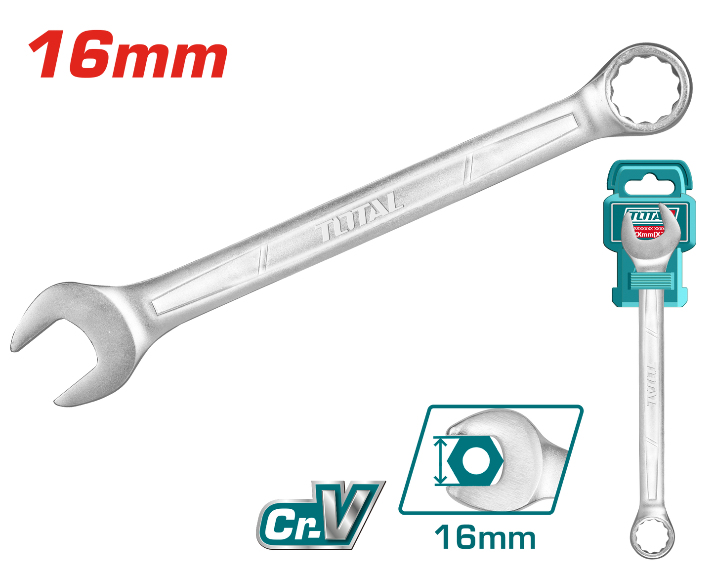 Industrial Cr-V Combination Spanner 16mm (Length: 201mm)