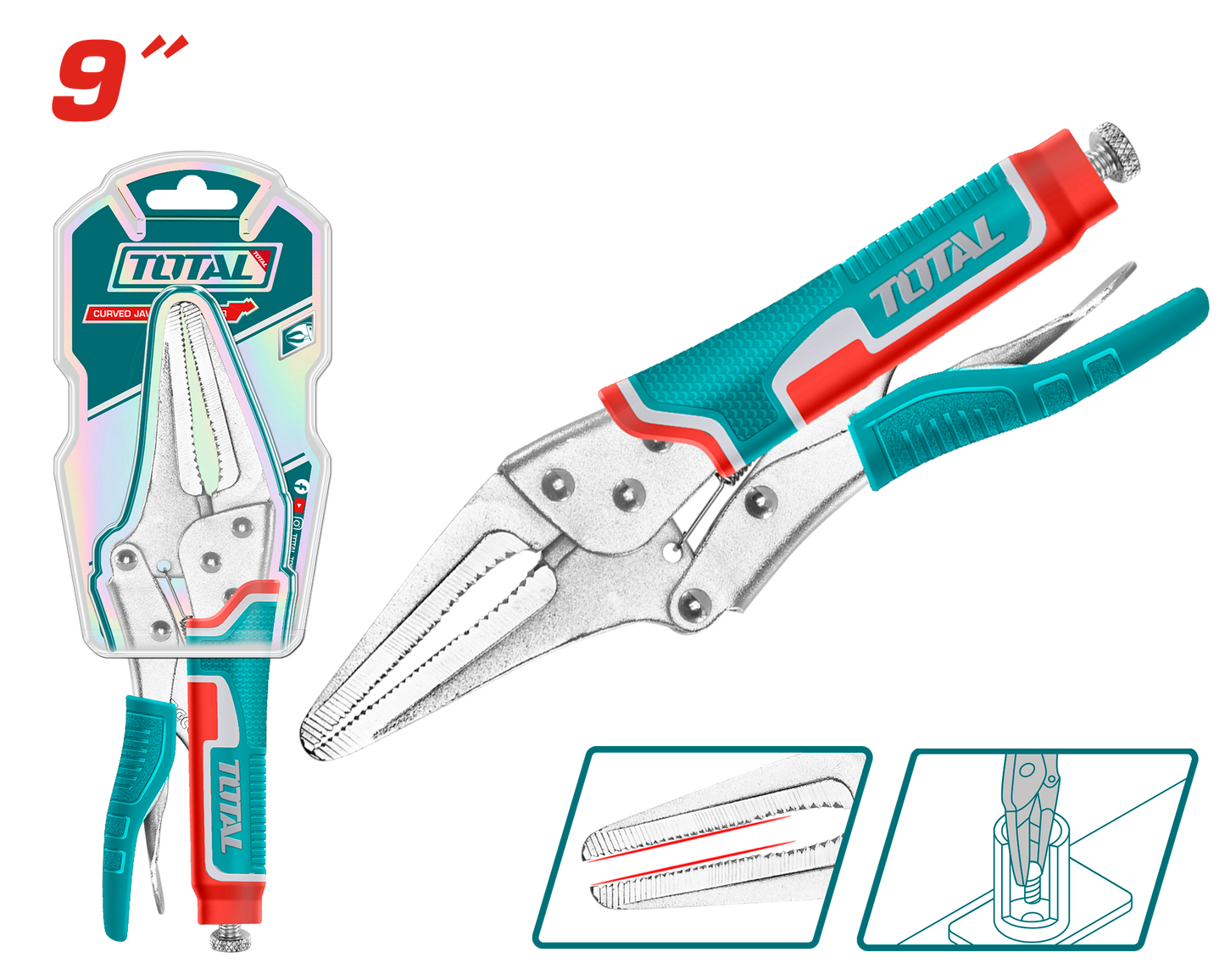 Long Nose Carbon Steel Locking Pliers 9"