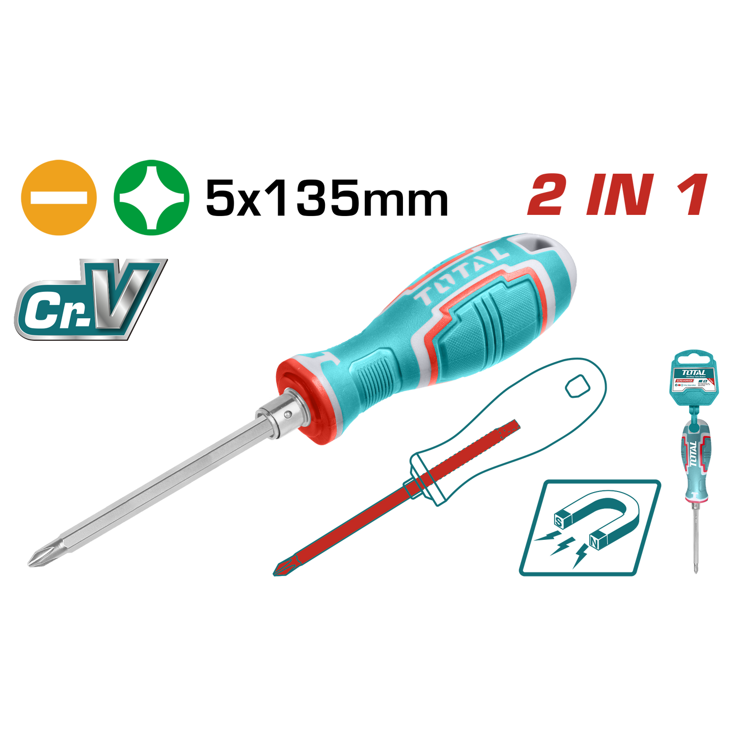 2 in 1 Screwdriver Set 5 x 135mm