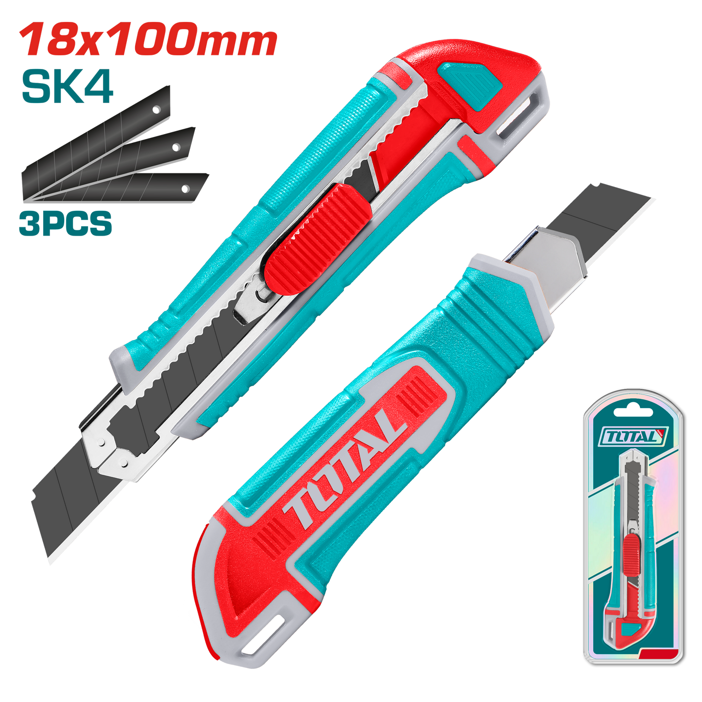 Utility Knife 167mm + SK4 Snap-off Blades 18x100mm (3 pieces)