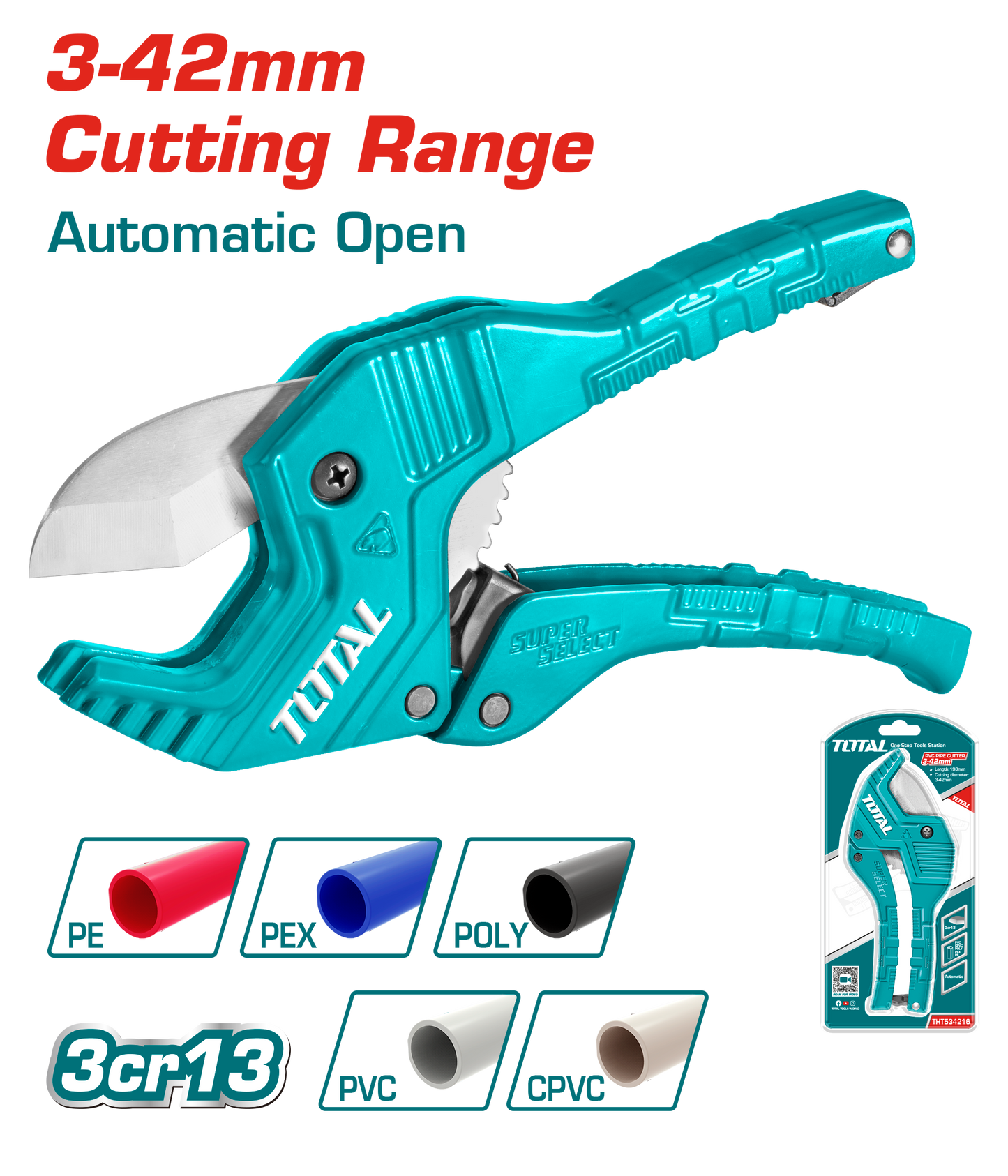 Heavy-Duty Aluminum PVC Pipe Cutter Ø42mm
