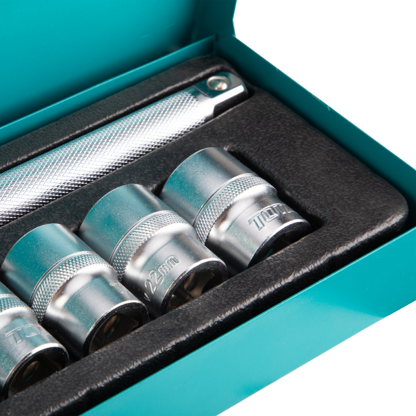 Industrial 1/2" Drive High-Torque Metric Socket & Solid L-Bar Set (10 pieces)