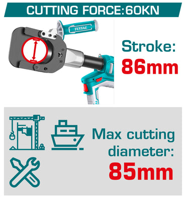 Cordless Industrial Hydraulic Cable Cutter Ø85mm - 60KN - P20S 5.0Ah