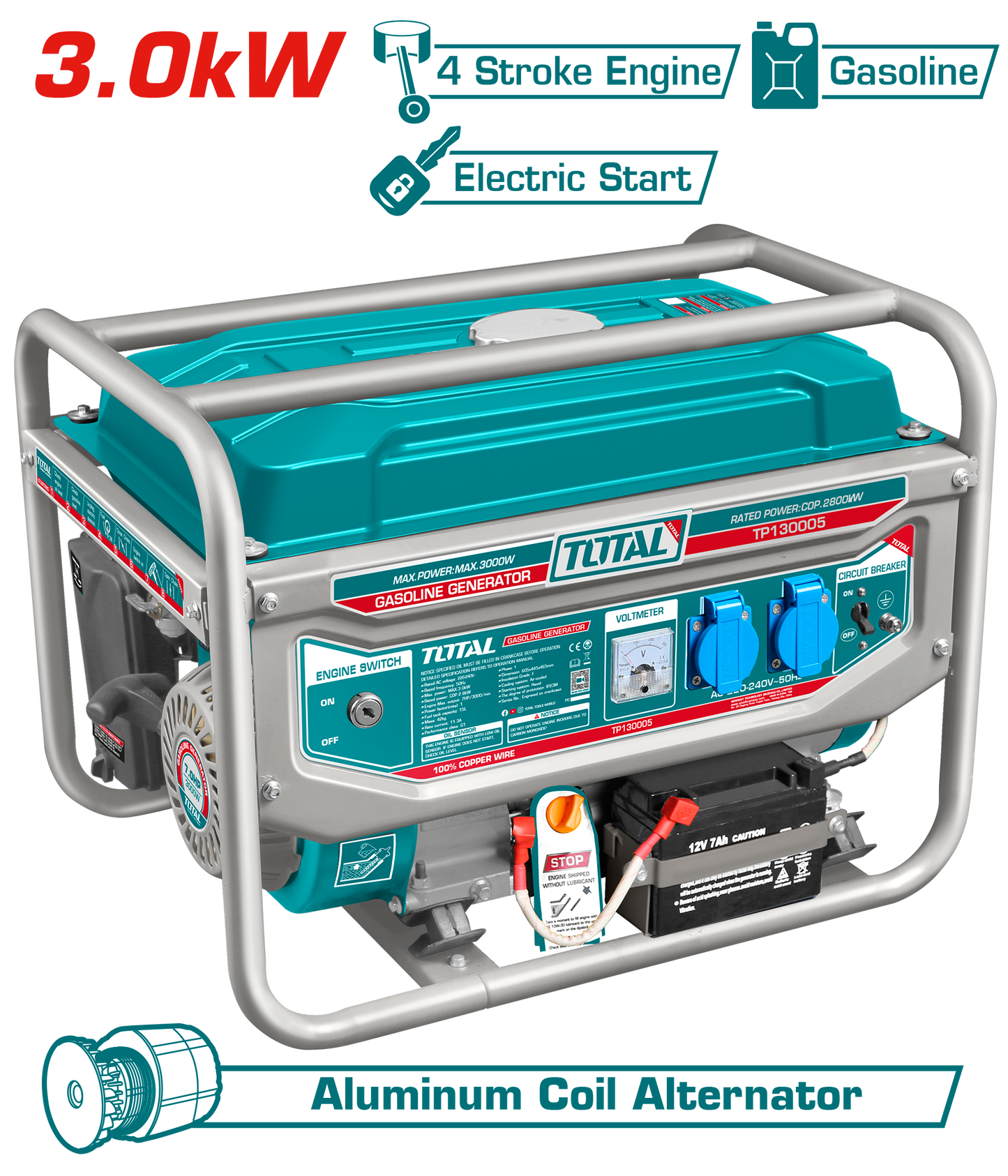 Generator Gasoline Key Start, 3 KVA