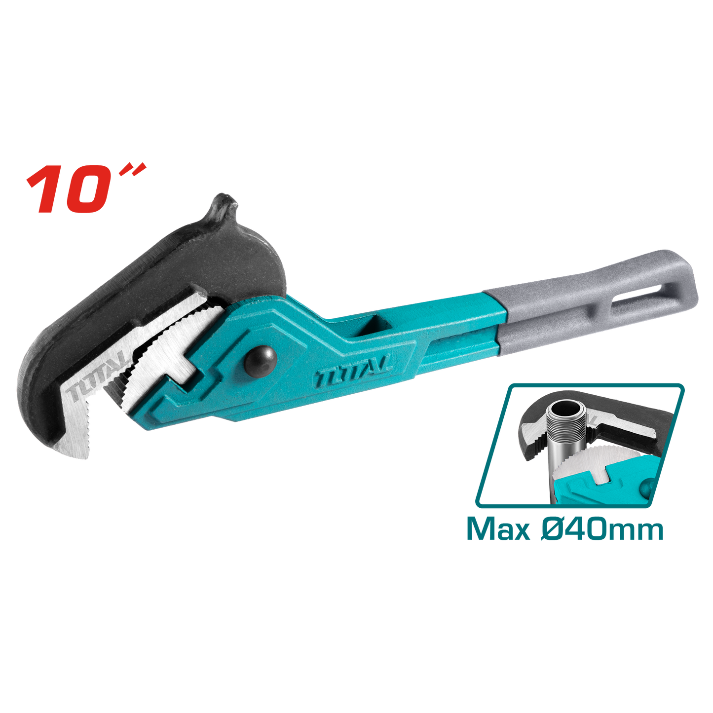 Ratcheting Pipe Wrench, Dia. 14-40mm