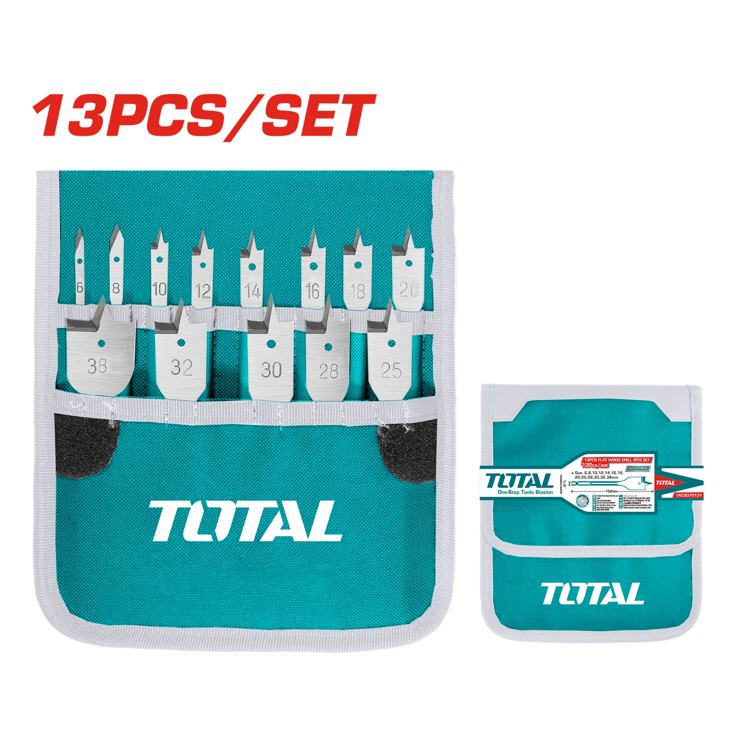 13 Pcs Flat Wood Drill Bits Set