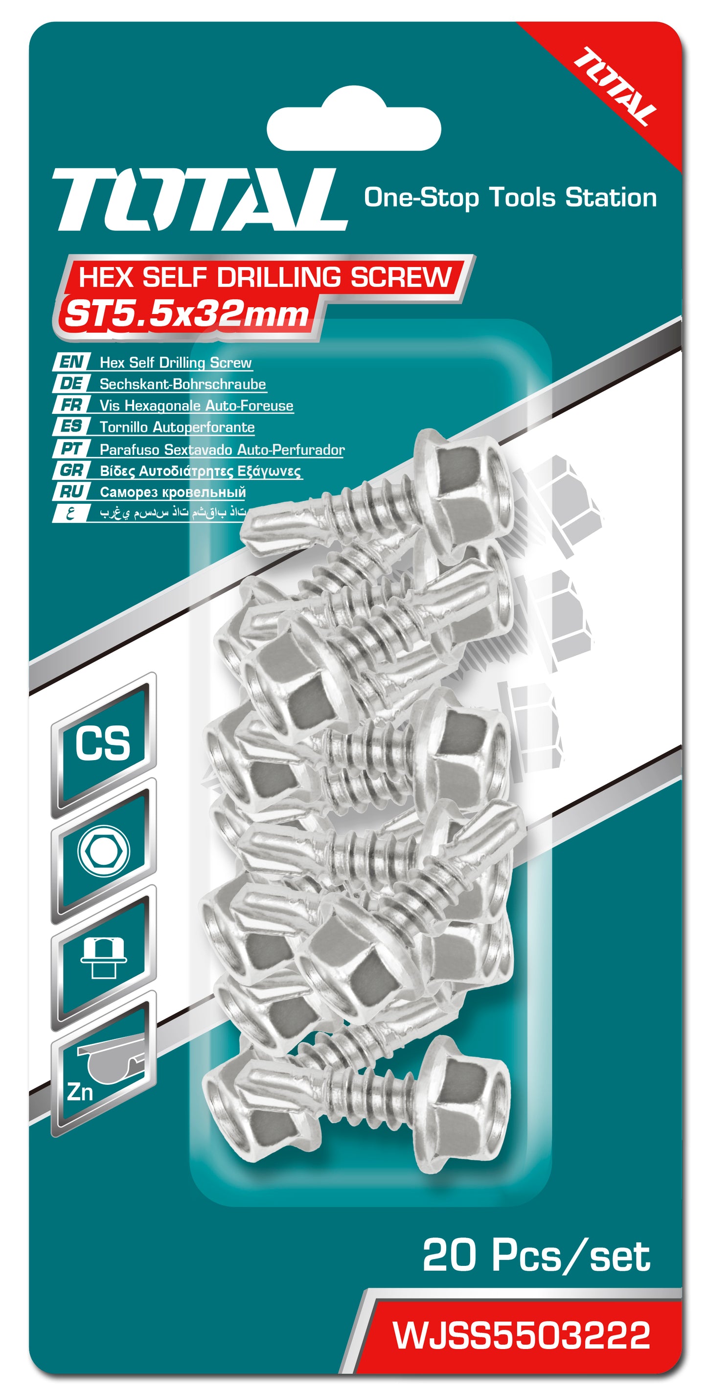 Hex Self Drilling Screw (ST5.5x32mm, 20Pcs)