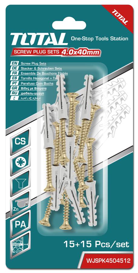 Screw Plug Sets (ST4x40mm,6x30 Plstc,15 Sets