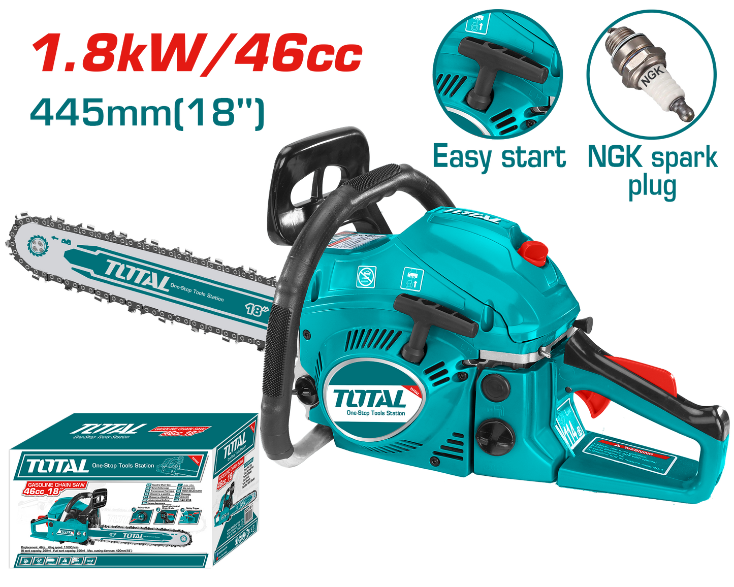 Gasoline Chain Saw 1.8kW 445mm (18")