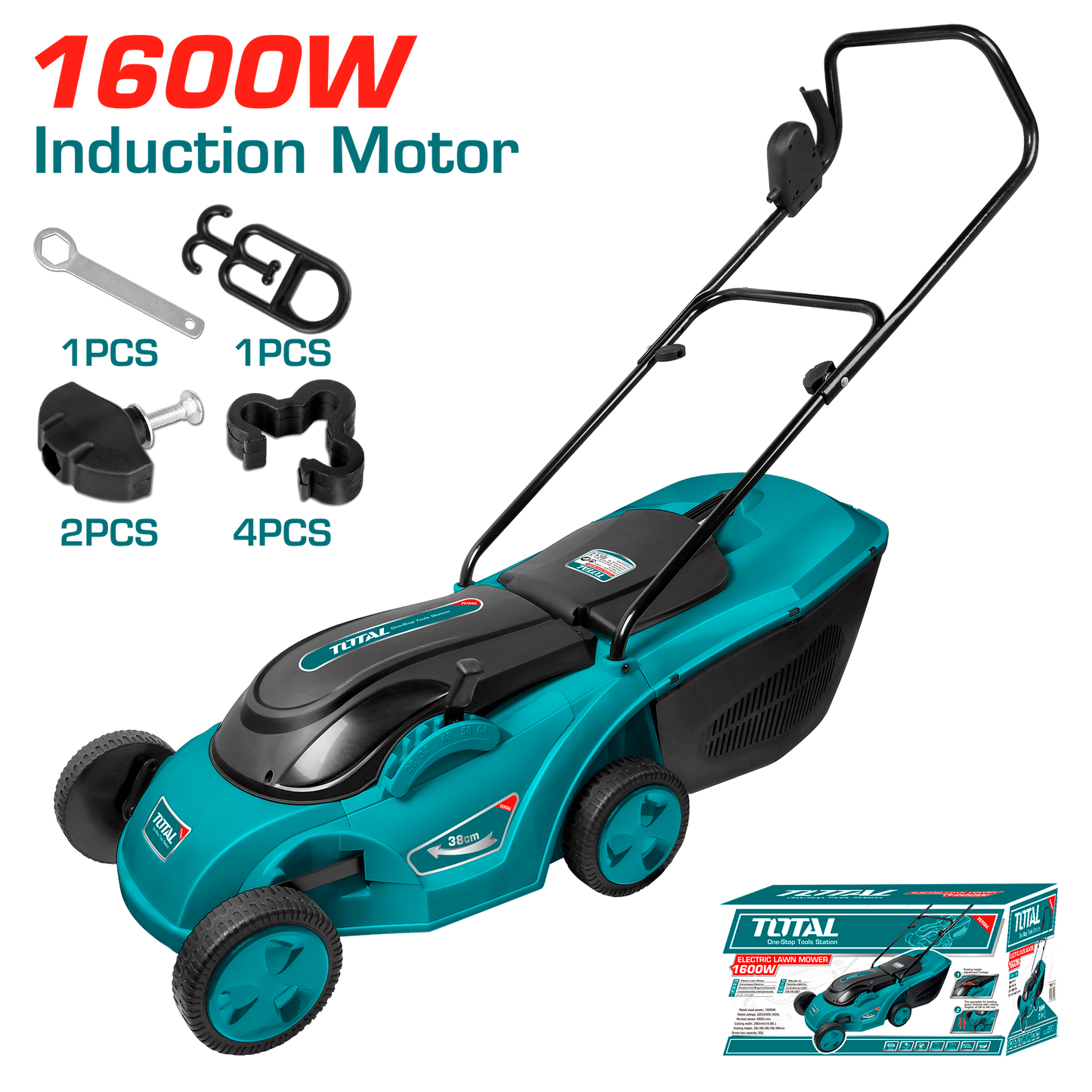 Electric Lawn Mower 1600W 380mm (15")