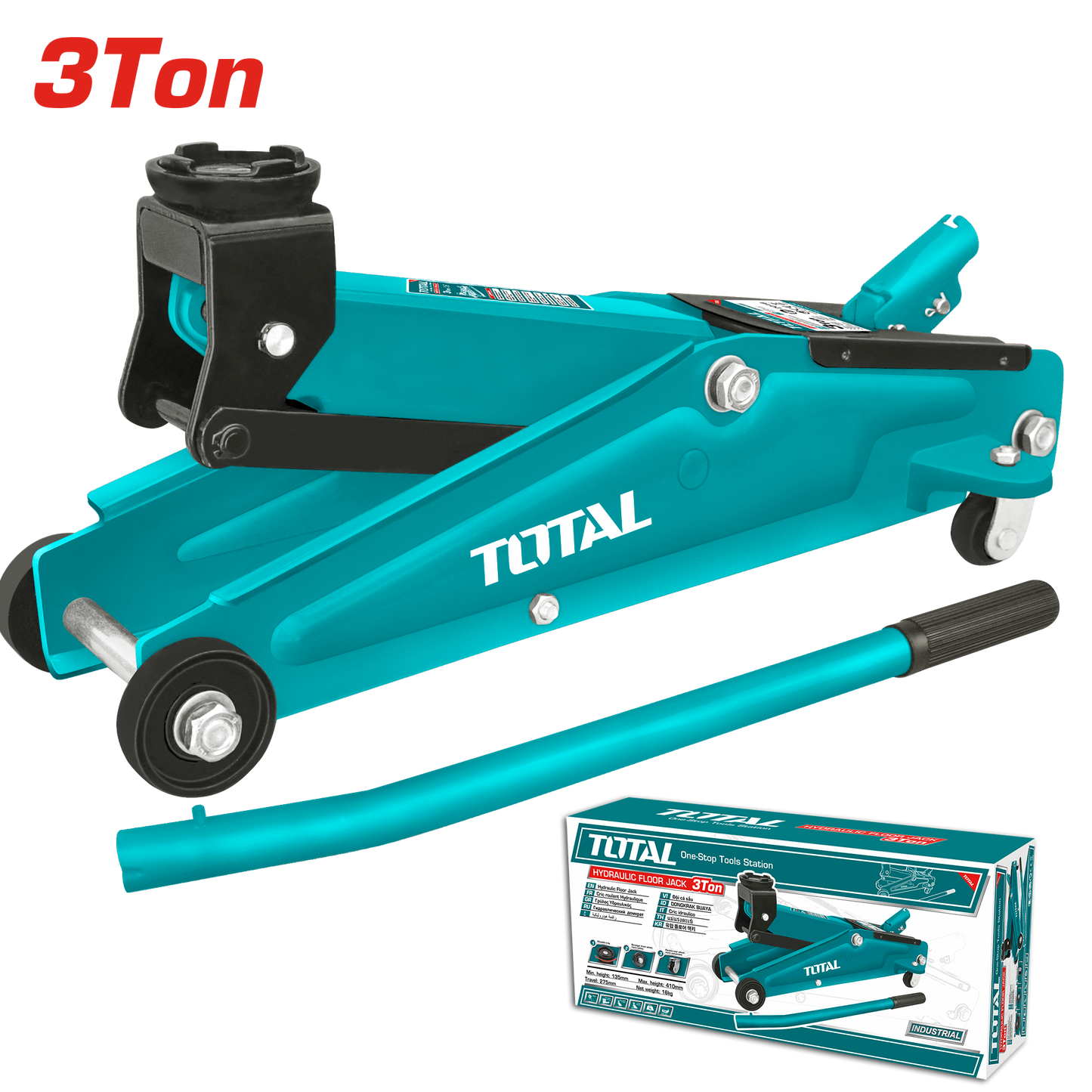 Hydraulic Floor Jack (3Ton, Travel:275mm, 16Kgs)