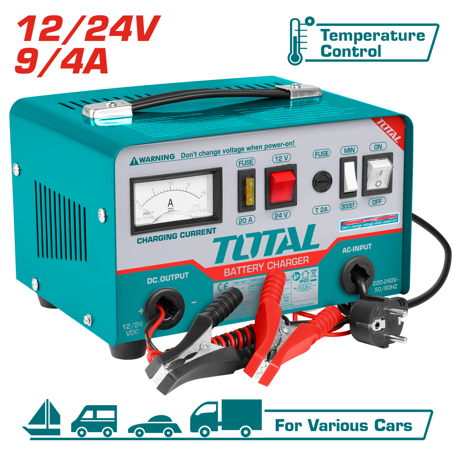 Battery Charger, Rated 9/4, Capacity: 28-180