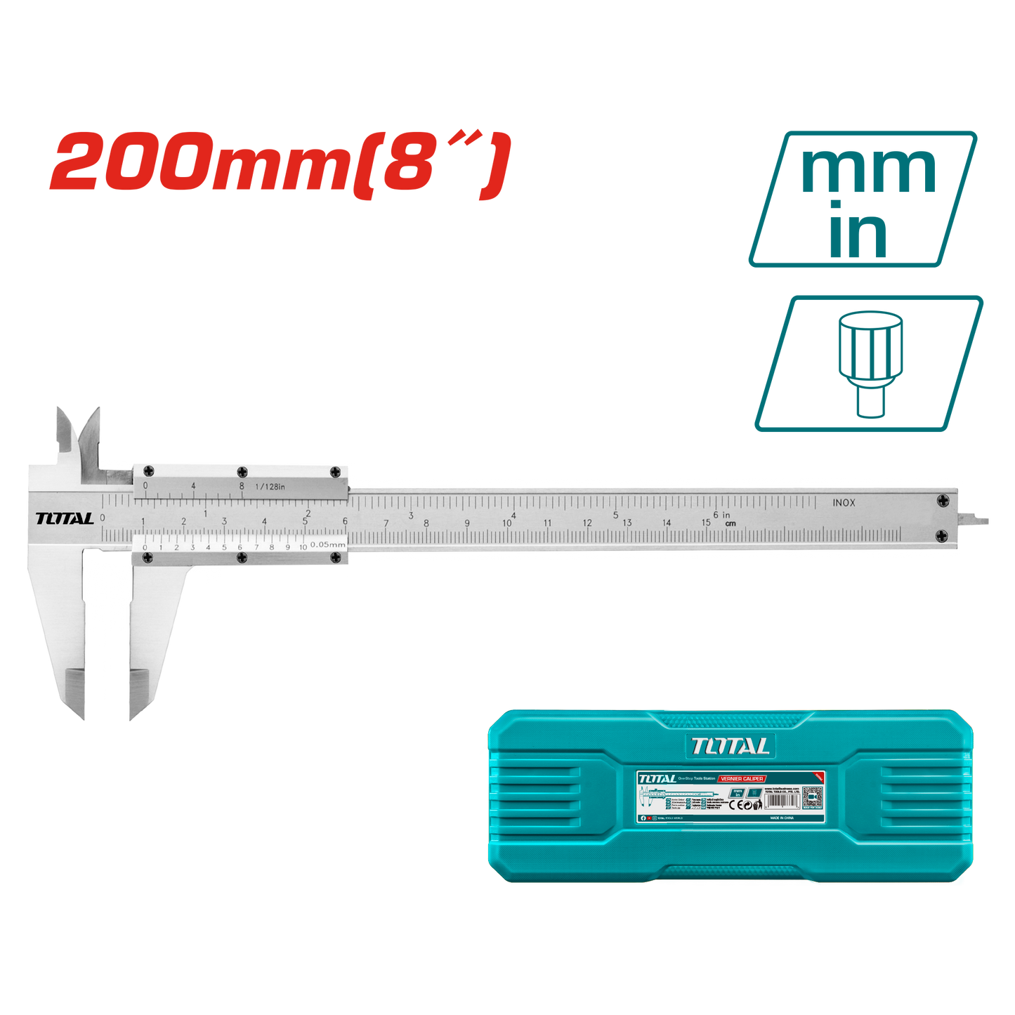 Vernier Caliper (Range:0-200mm, Reading:0.05mm)