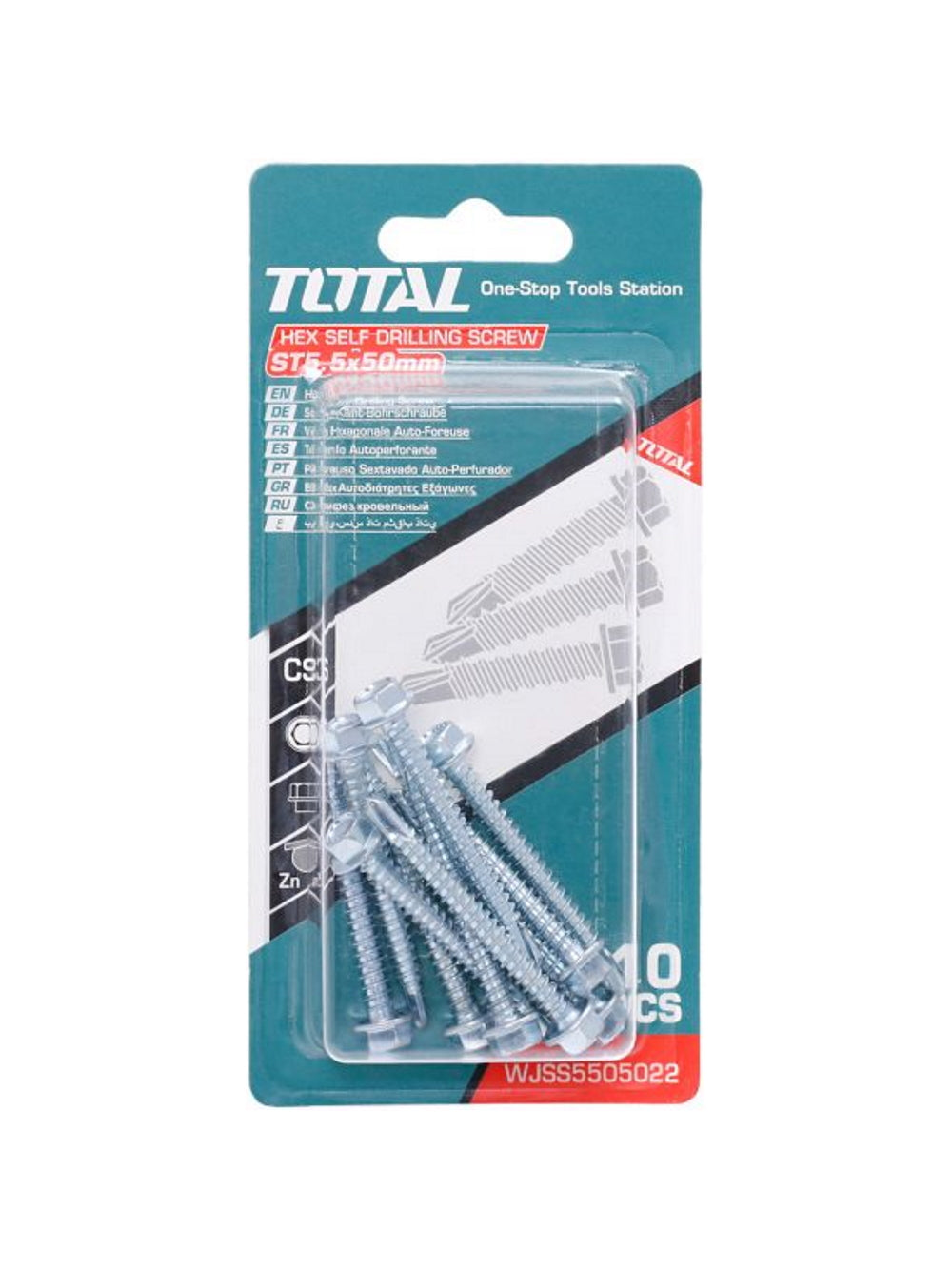 Hex Self Drilling Screw (ST5.5x50mm, 10Pcs)