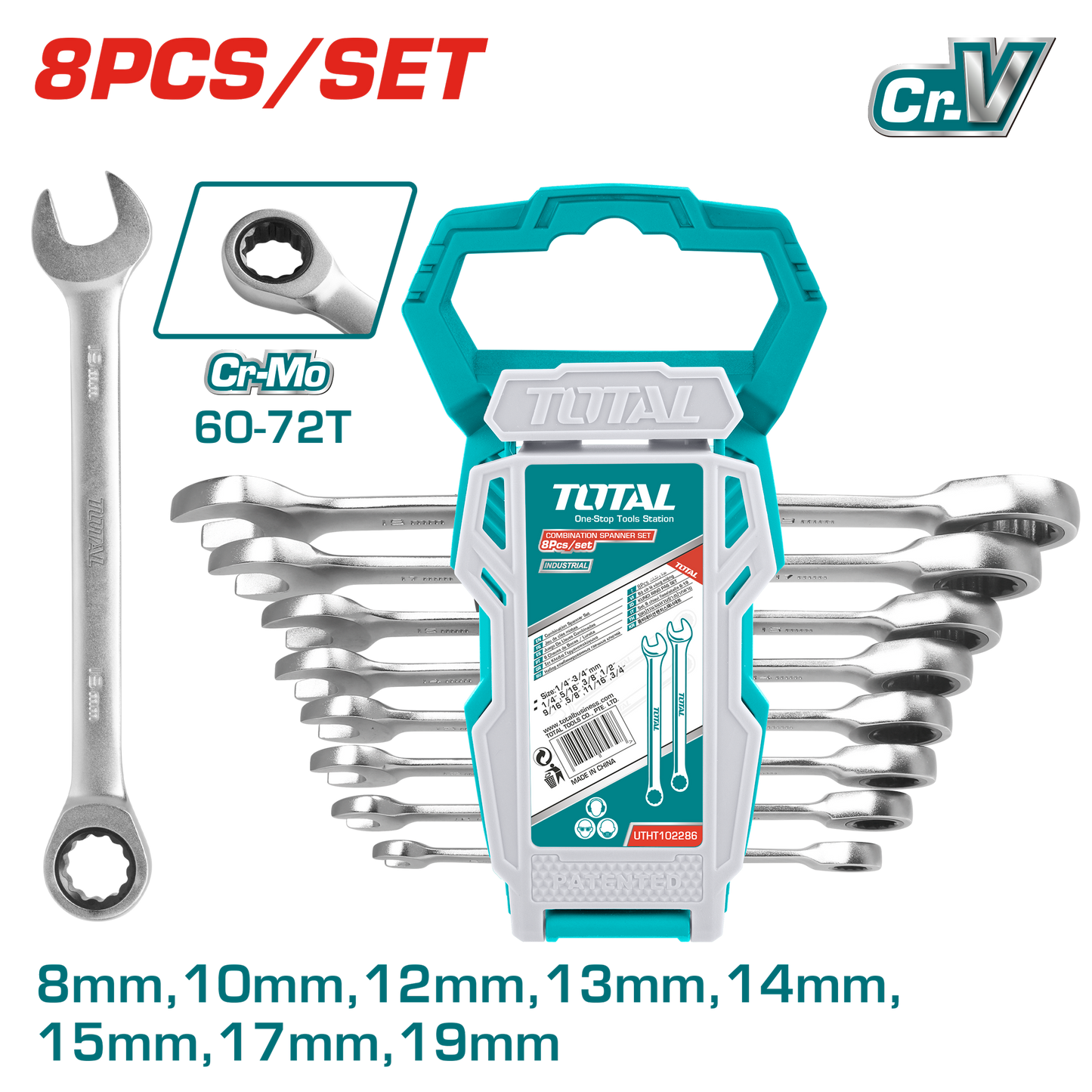 8 Pcs Ratchet Spanner Set (8-19mm)