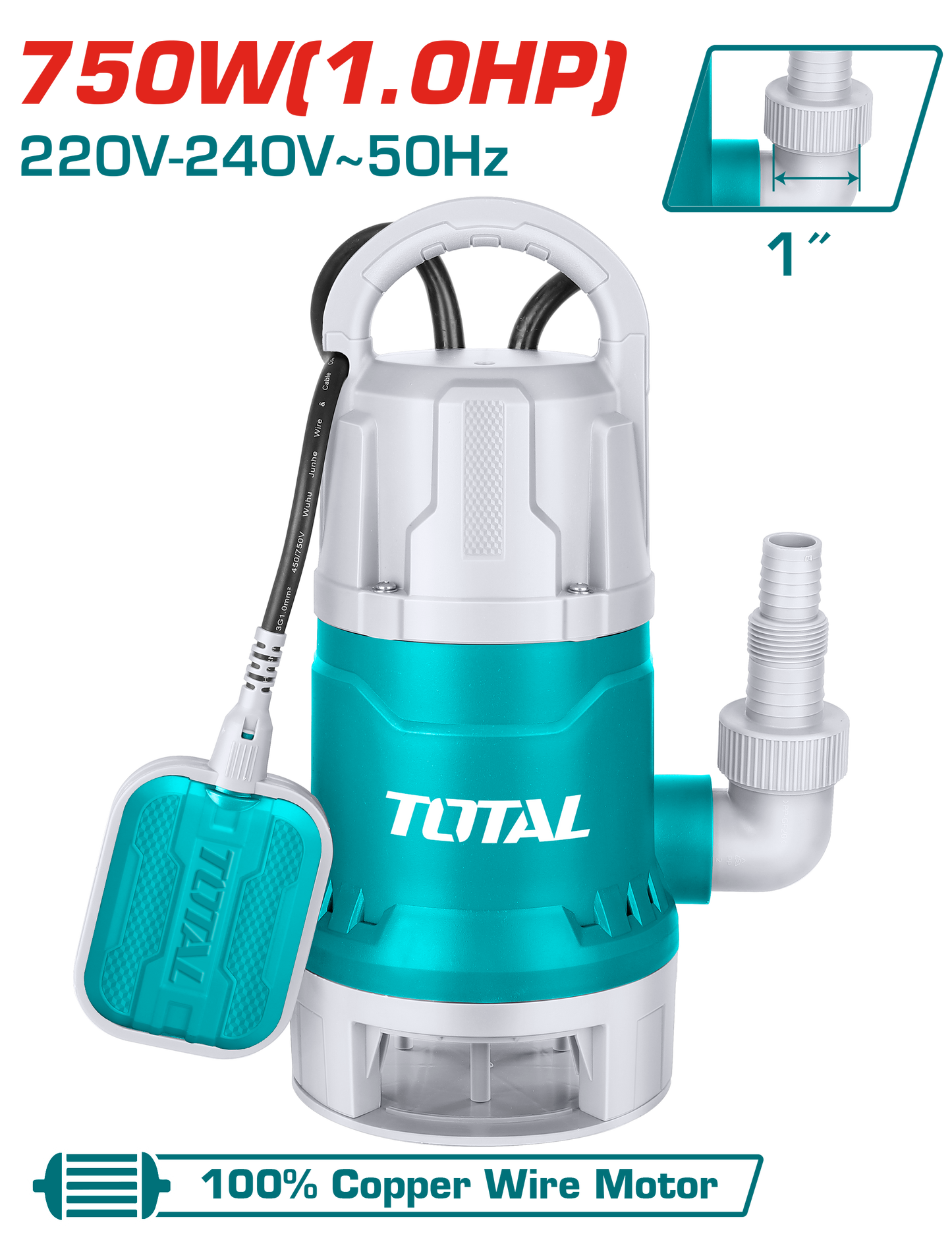 Sewage Submersible Pump 750W (1.0HP) 1"