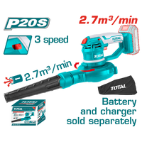 Cordless Aspirator Blower 2.7m³/min - P20S 2.0Ah