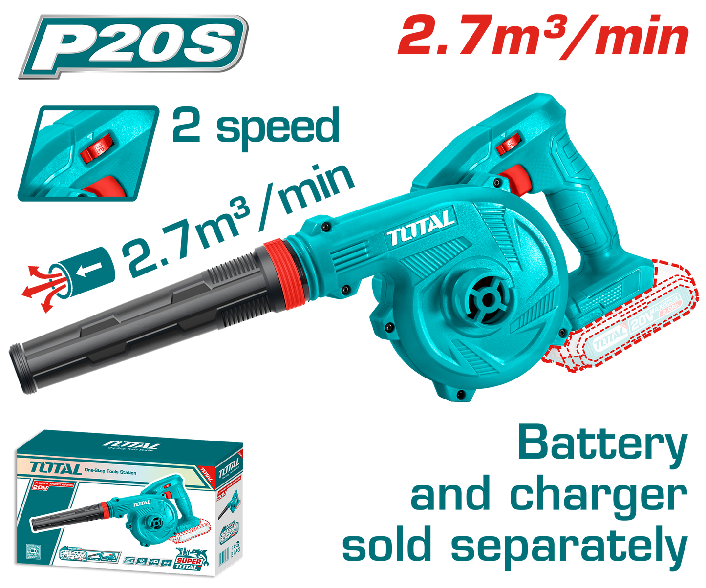 Cordless Blower 2.7³/min - P20S 2.0Ah
