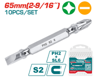 Screwdriver Bits 65mm - PH2 + SL6.0 (10 pieces)