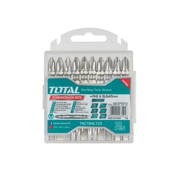 Screwdriver Bits 65mm - PH2 + SL6.0 (10 pieces)