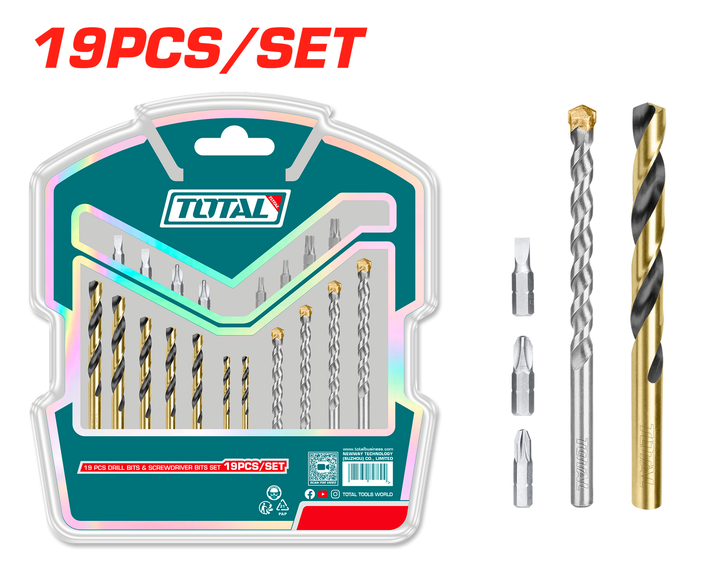 Multi-Surface Drill & Screwdriver Bit Set (19 Pieces)