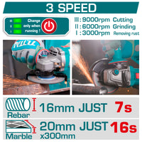 Brushless Cordless Angle Grinder 1000W - 115mm(4-1.2") - P20S 4.0Ah