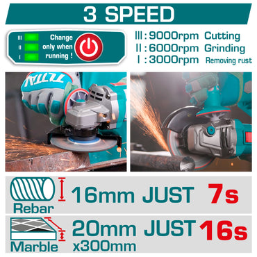 Brushless Cordless Angle Grinder 1000W - 115mm(4-1.2") - P20S 4.0Ah