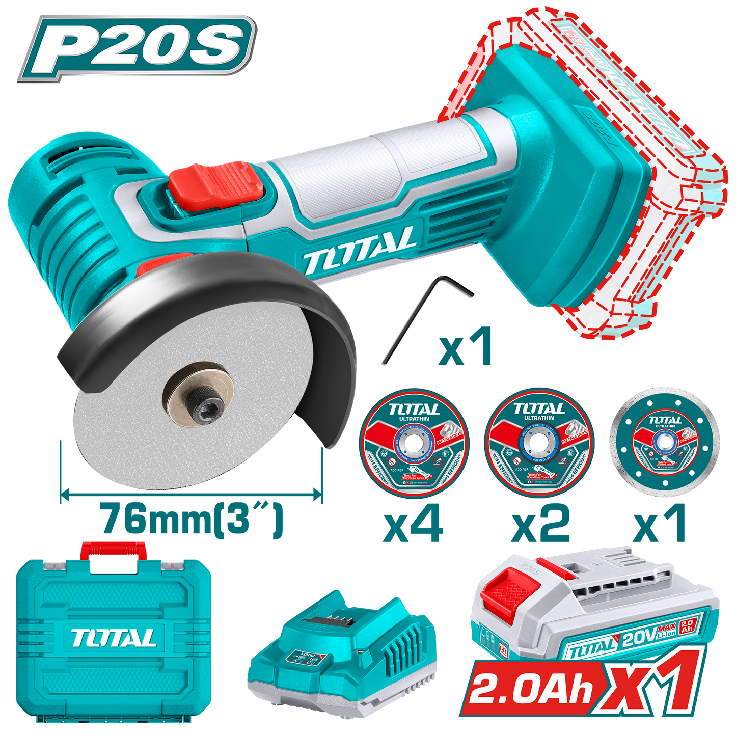 Industrial Ultra-Compact Cordless Mini Cut-Off Tool 76mm(3") - P20S 2.0Ah