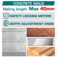 Industrial Brushless Cordless Concrete and Steel Brad Nailer 40mm - P20S 4.0Ah