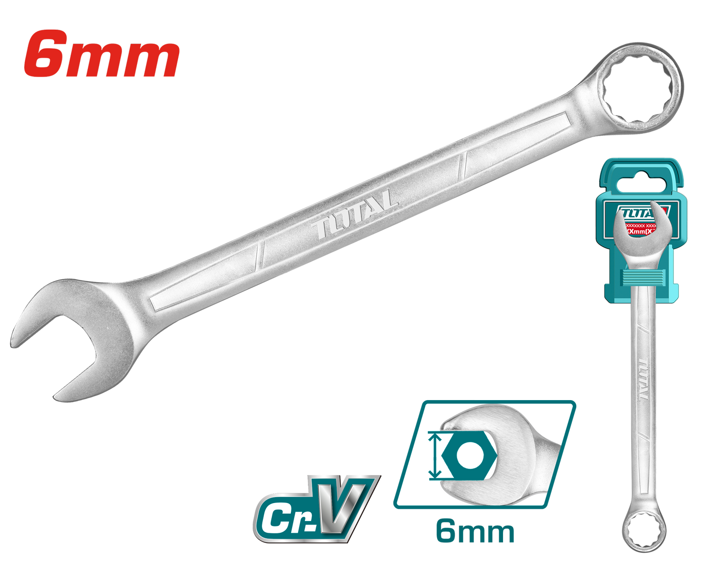 Industrial Cr-V Combination Spanner 6mm (Length: 101mm)