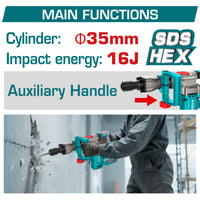 Industrial Brushless Cordless Demolition Breaker 35mm - HEX - P20S 5.0Ah