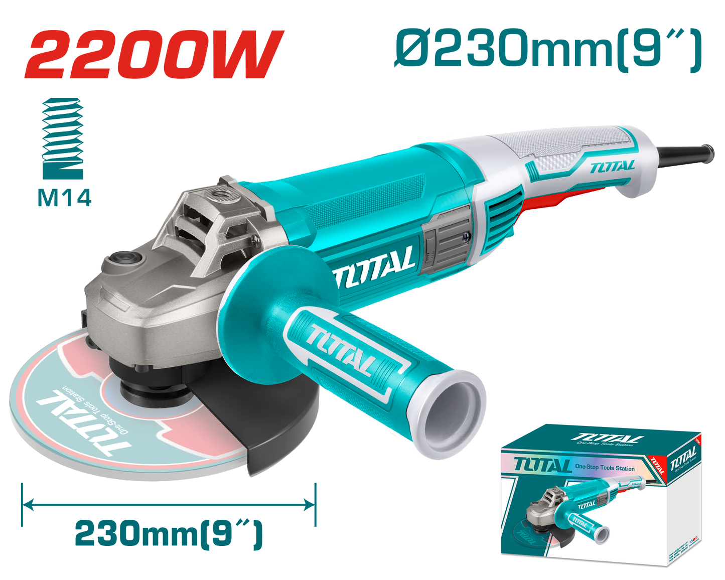 Industrial Angle Grinder 2200W - Ø230mm(9") - M14
