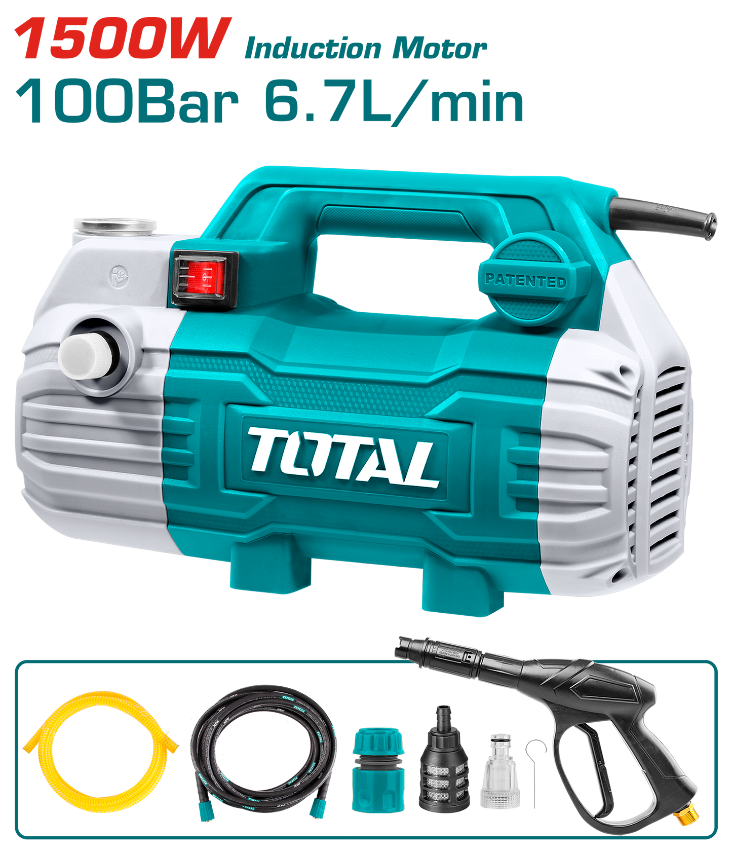 High Pressure Washer 1500W - 100Bar - 6.7L/min