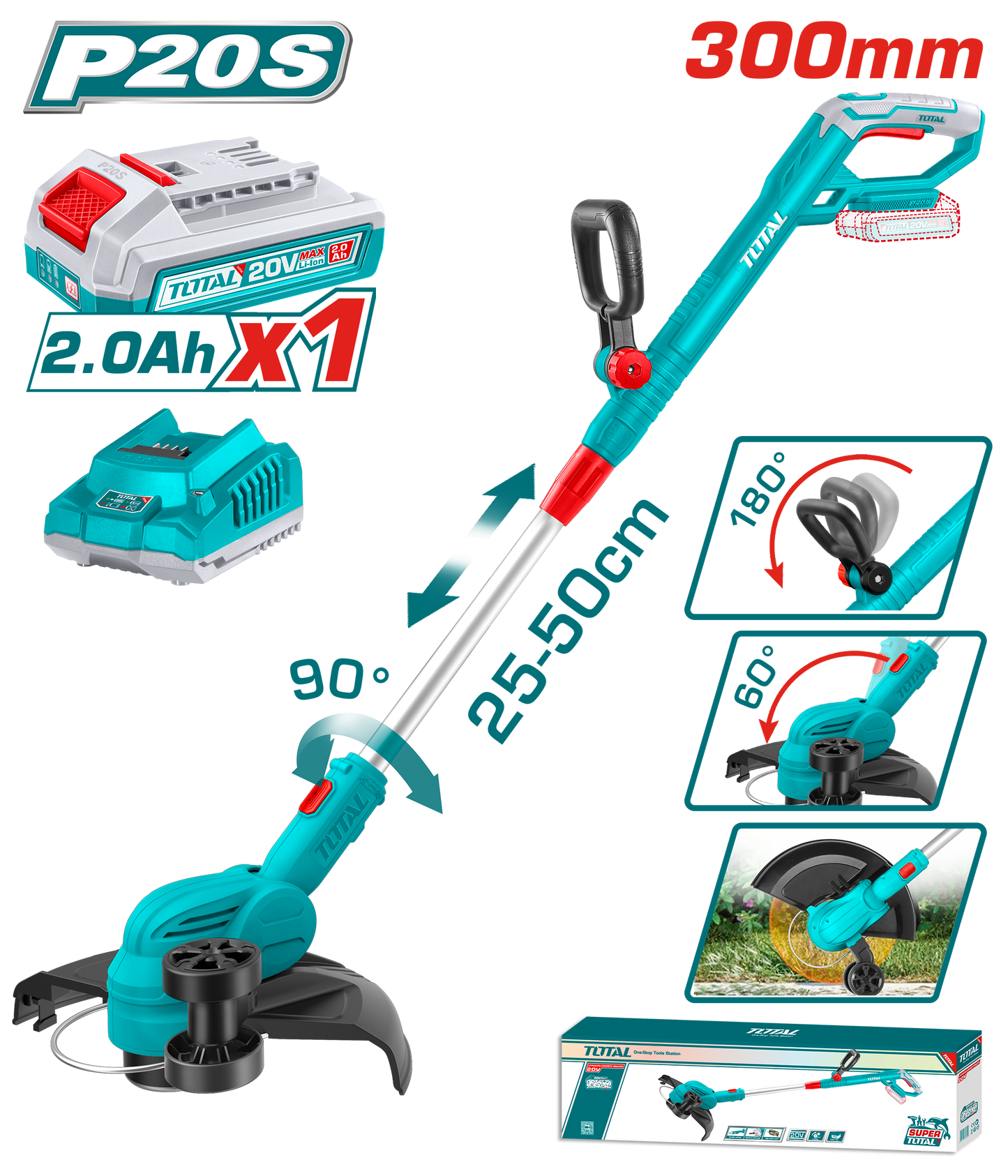 Cordless Grass Trimmer 300mm - P20S 2.0Ah