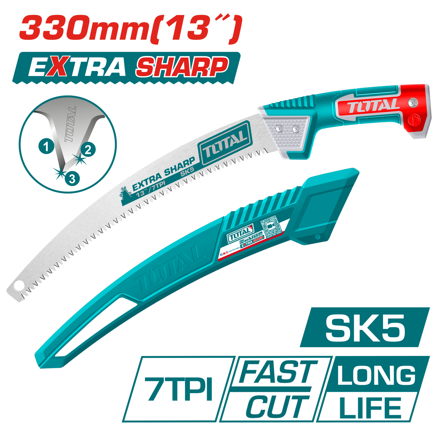 Industrial Extension-Ready SK5 High-Carbon Steel Pruning Saw 330mm(13") - Extra Sharp