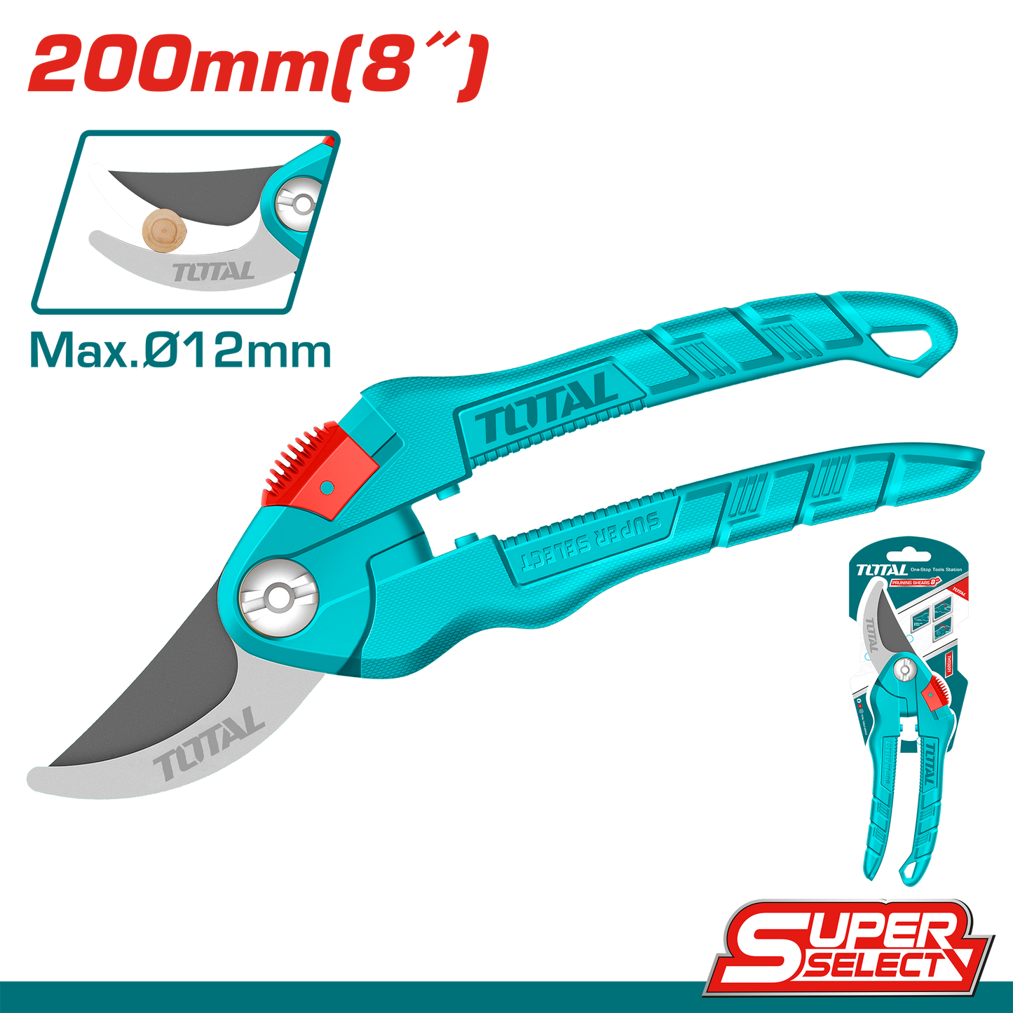 Heavy-Duty All-Metal Bypass Pruning Shear 200mm (8") - Teflon Coated