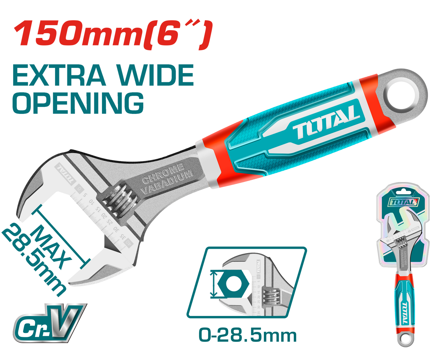 Adjustable Wrench 150mm(6") - Extra Wide Openning