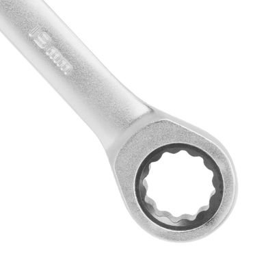 Industrial Fine-Polished Cr-V Metric Ratchet Spanner Set (8 pieces) - Cr-Mo Gears
