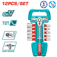 Industrial 1/2" Drive 50BV30 Alloy Steel Metric Ratchet & Socket Set (12 pieces)