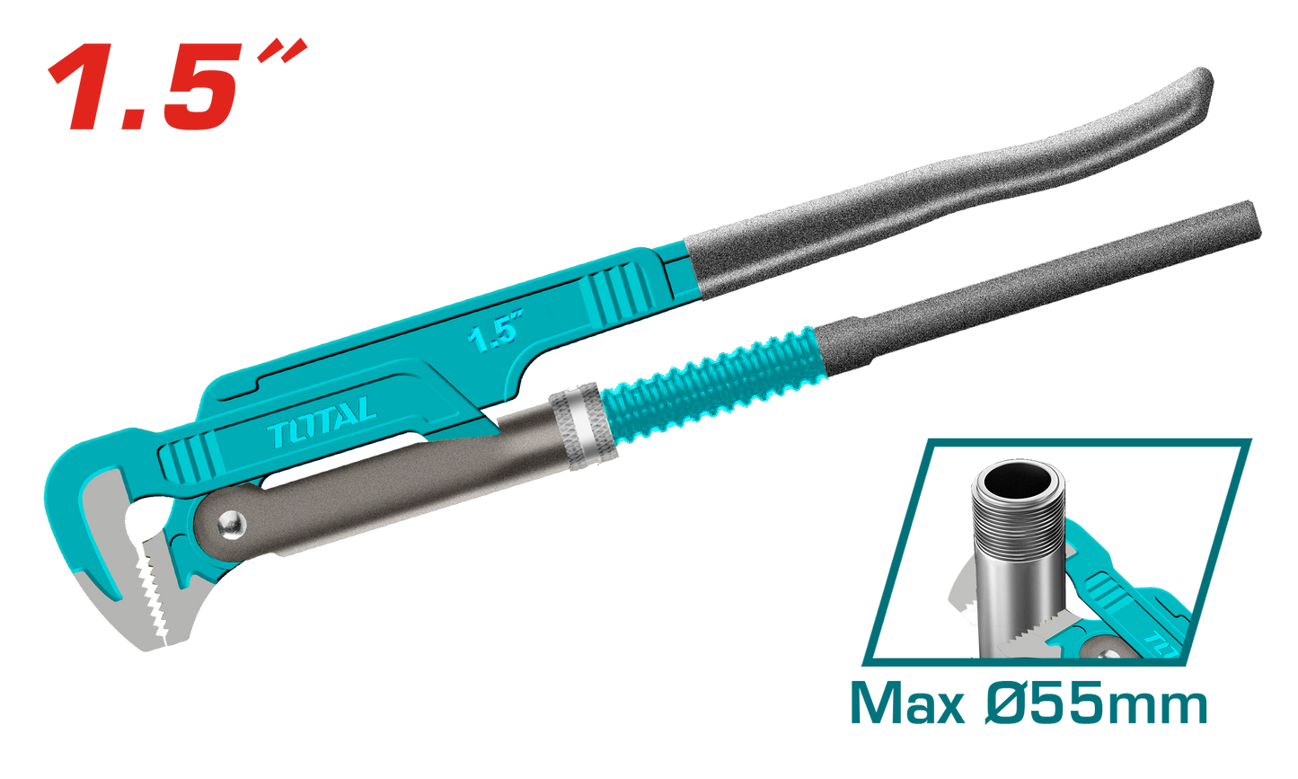 90° Heavy-Duty Swedish Pipe Wrench 1-1/2" (Ø55mm Capacity)