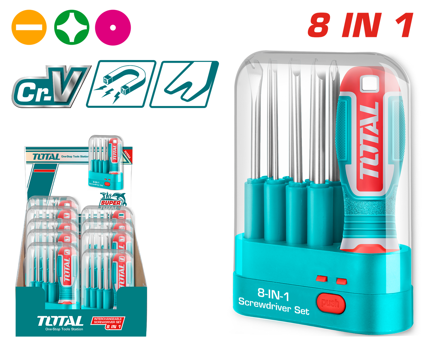 8 in 1 Interchangable Screwdriver Set (9 pieces set)