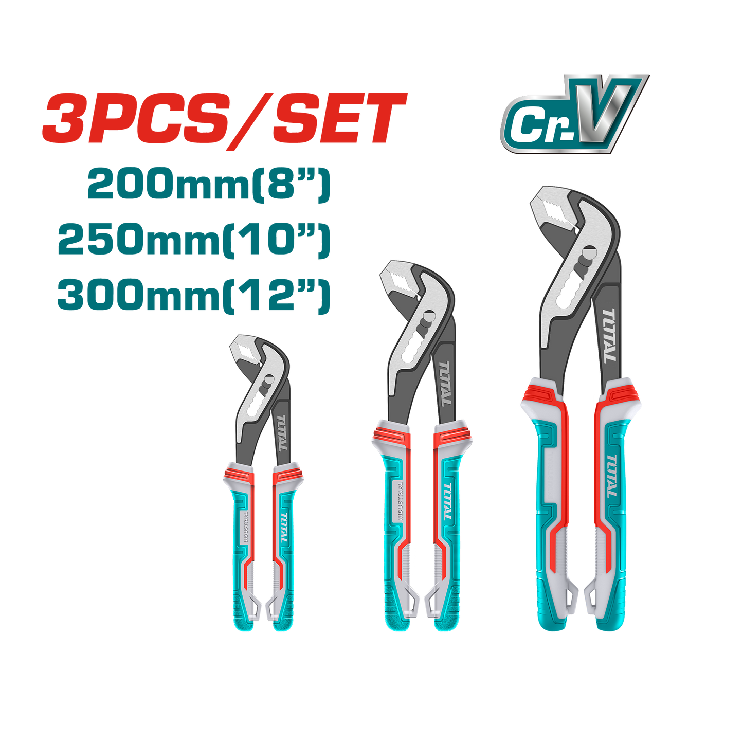 Industrial Cr-V Pump Pliers Set (3 pieces)