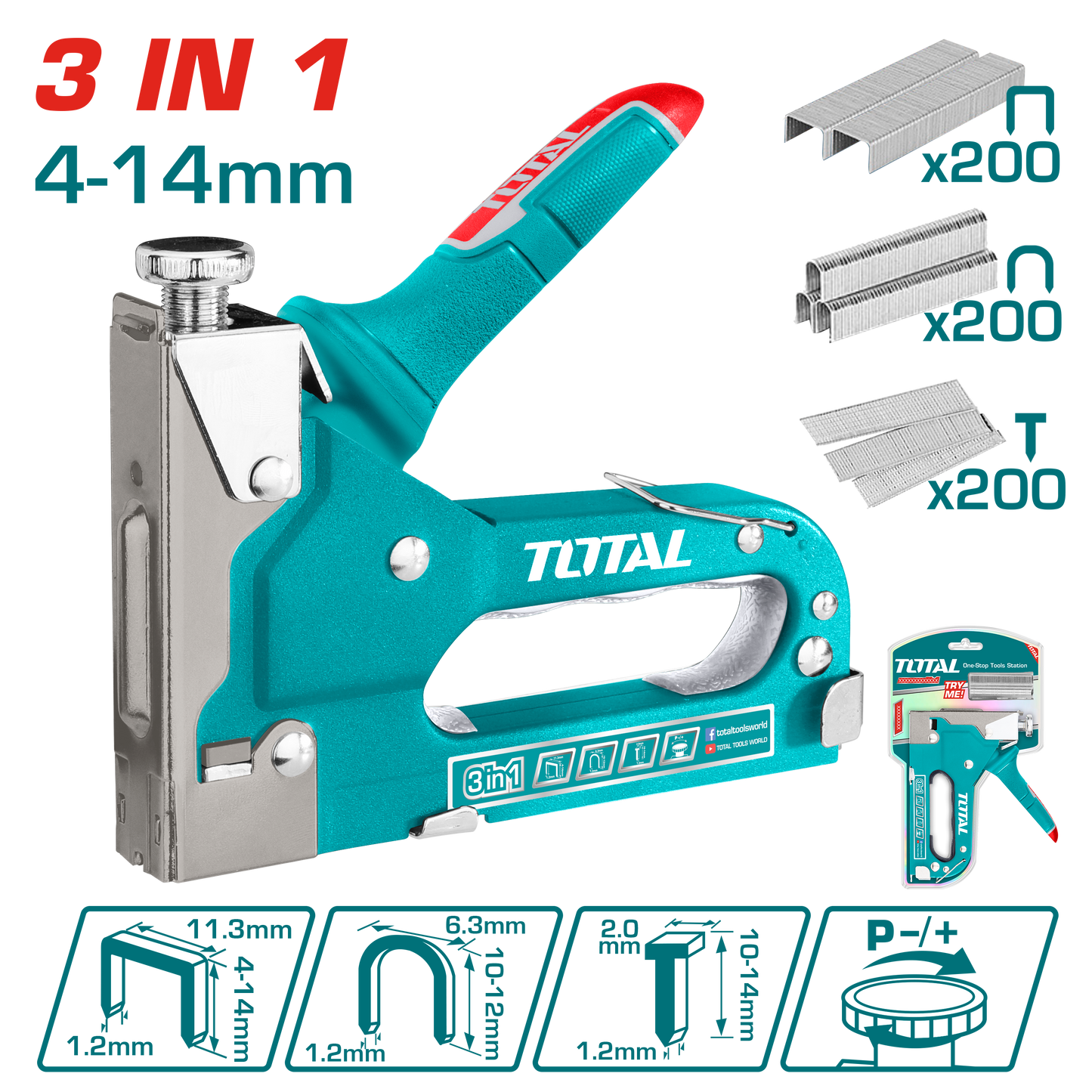 3-in-1 Heavy-Duty Staple and Brad Nail Gun (Adjustable Force)