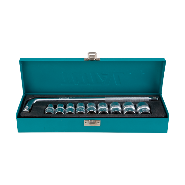 Industrial 1/2" Drive High-Torque Metric Socket & Solid L-Bar Set (10 pieces)