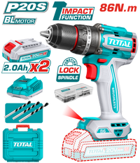 Industrial Brushless Cordless Impact Hammer Drill 86Nm - 13mm Metal Chuck - P20S 2.0Ah
