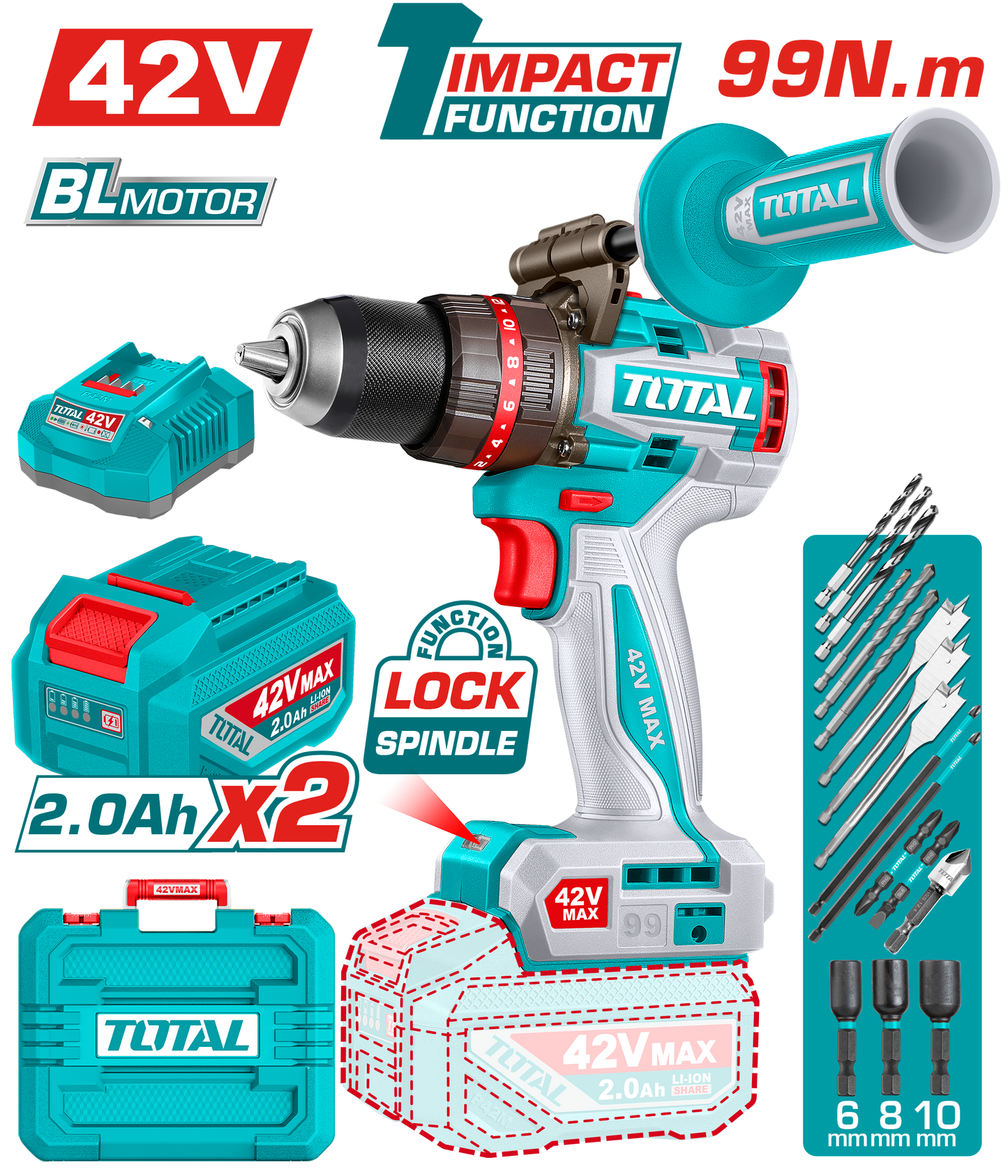 Brushless Cordless Ultra-Torque Impact Drill 99N.m - P42M 2.0Ah