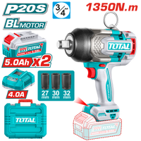 Brushless Cordless High-Torque Impact Wrench 1350N.m - 3/4" Square Drive - P20S 5.0Ah