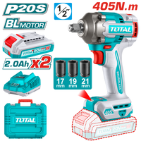 Industrial Brushless Cordless Impact Wrench 405N.m - 1/2" Square Drive - P20S 2.0Ah