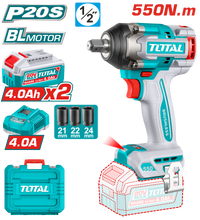 Brushless Cordless Impact Wrench 550N.m - 1/2" Square Drive - P20S 4.0Ah